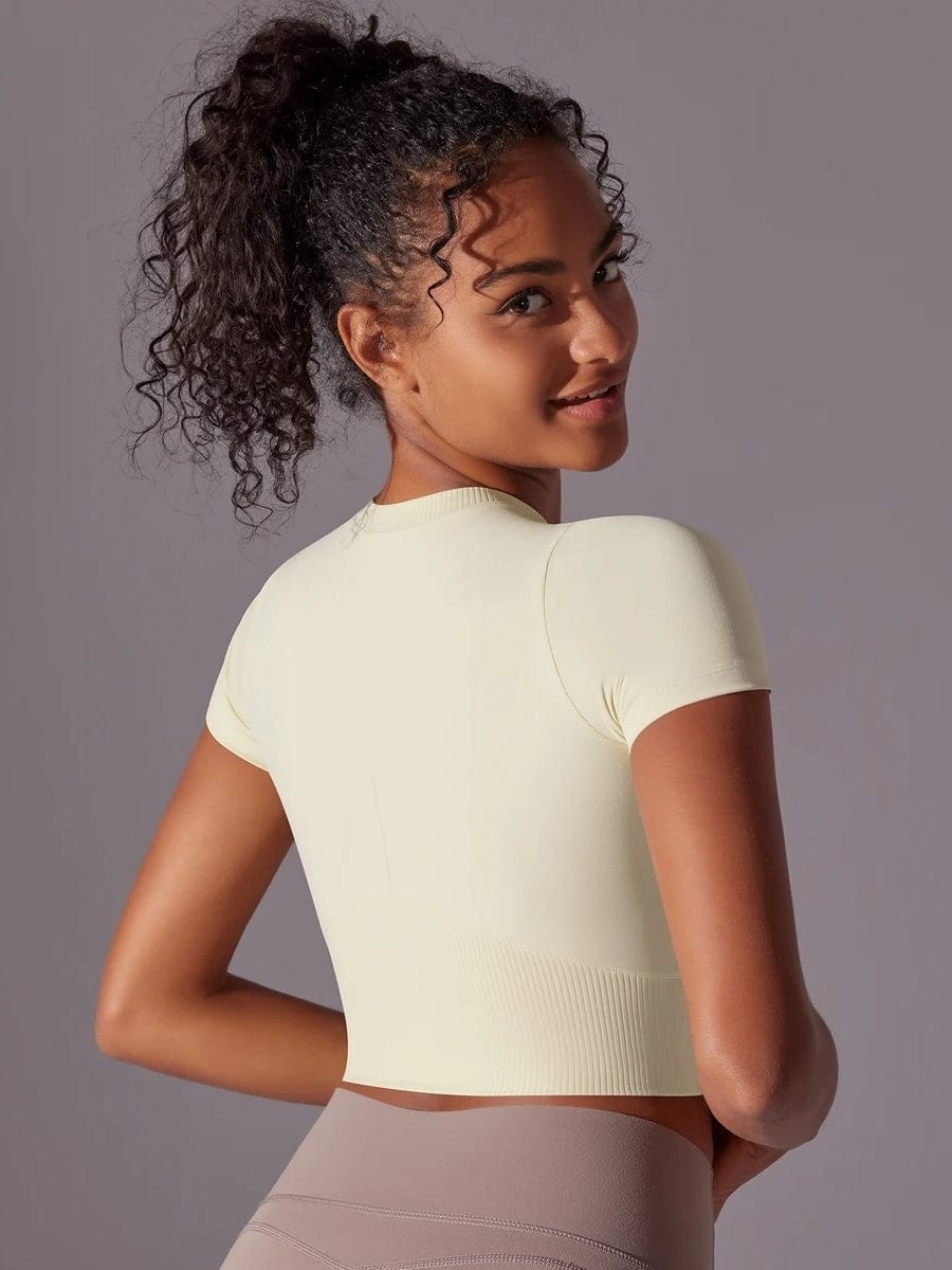 Crop Top Fitness Manches Courtes | Yogaova