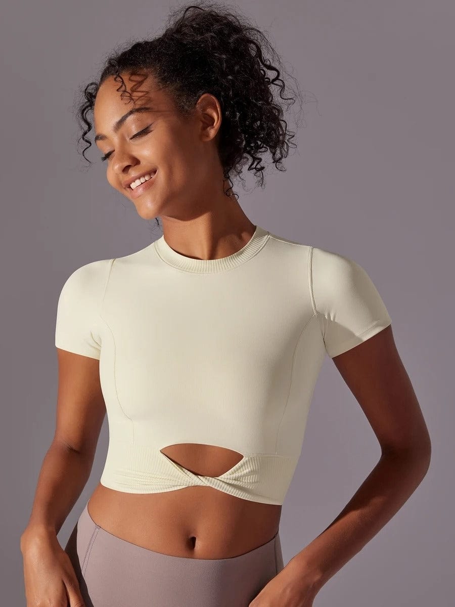 Crop Top Fitness Manches Courtes | Yogaova