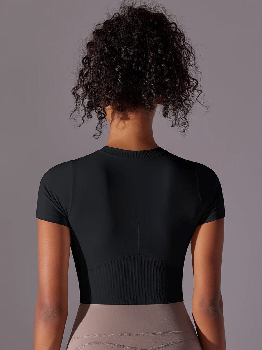 Crop Top Fitness Manches Courtes | Yogaova