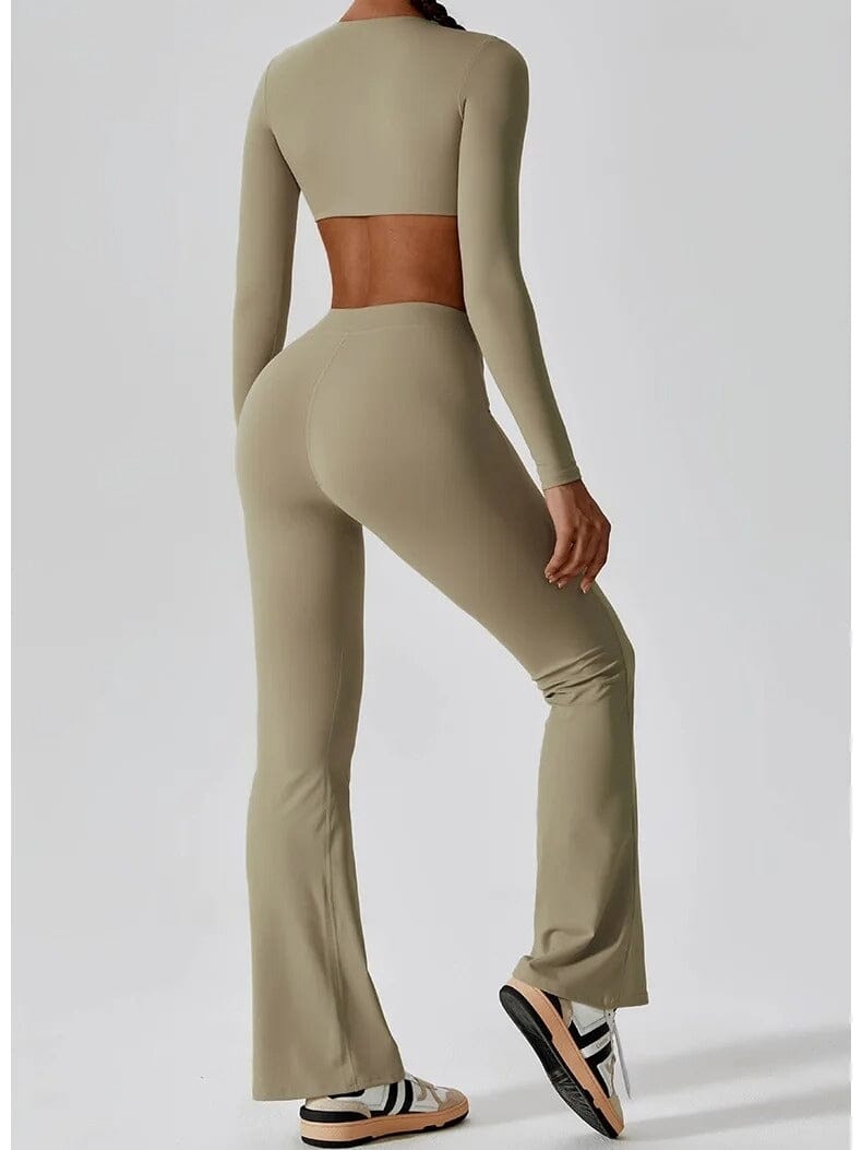 Crop Top Manches Longues Soutien-Gorge | Yogaova