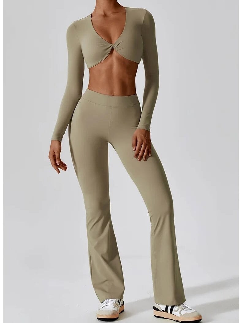 Crop Top Manches Longues Soutien-Gorge | Yogaova