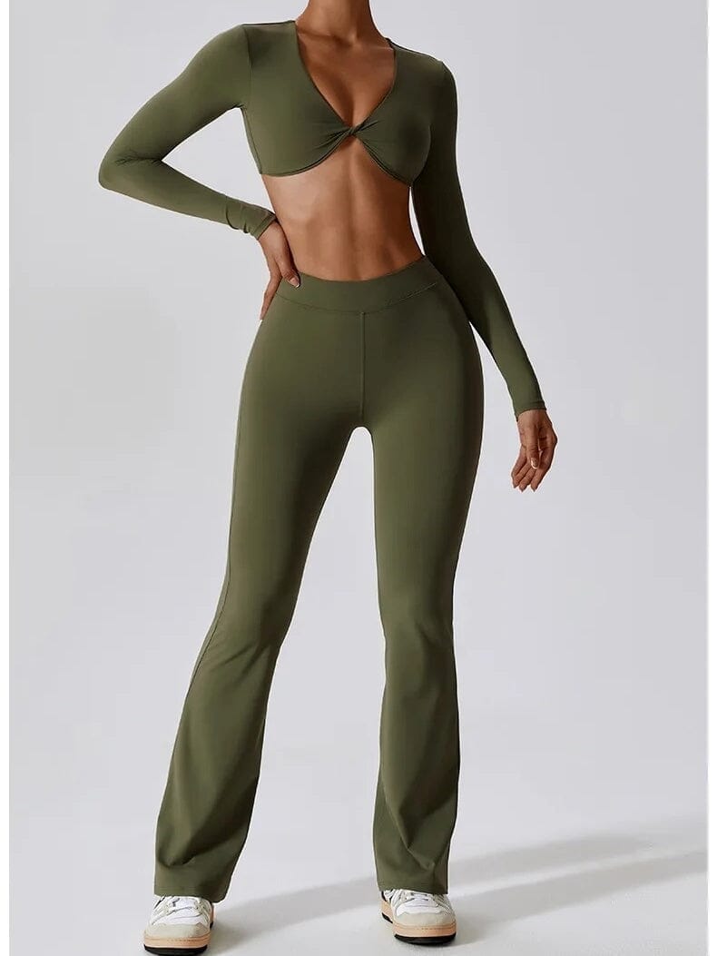 Crop Top Manches Longues Soutien-Gorge | Yogaova