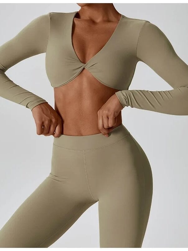 Crop Top Manches Longues Soutien-Gorge | Yogaova
