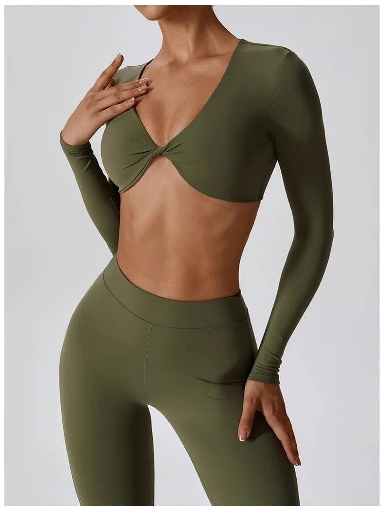 Crop Top Manches Longues Soutien-Gorge | Yogaova