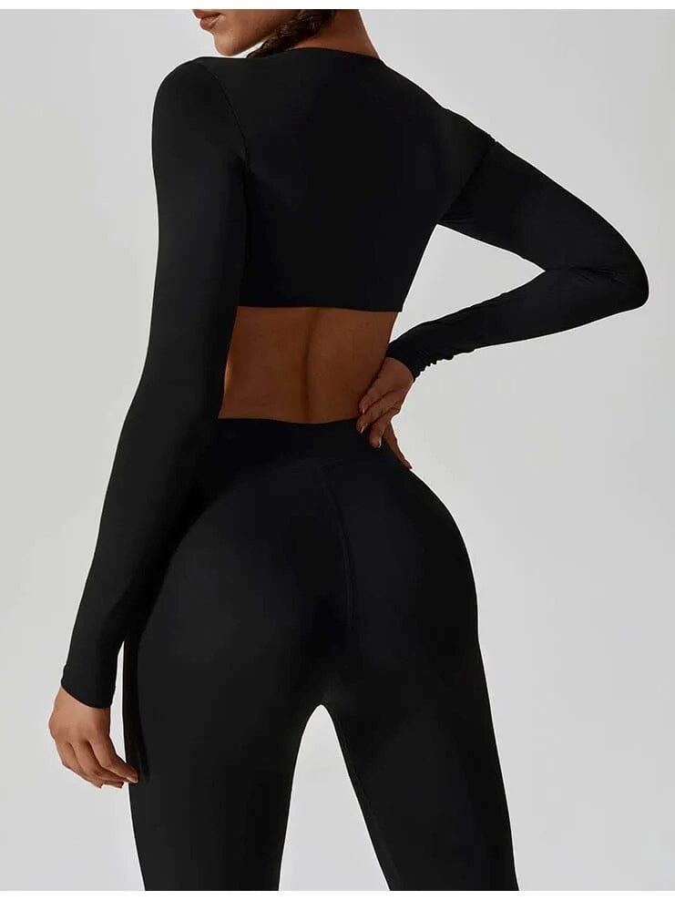 Crop Top Manches Longues Soutien-Gorge | Yogaova