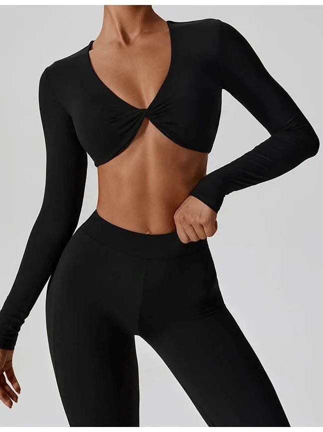 Crop Top Manches Longues Soutien-Gorge | Yogaova