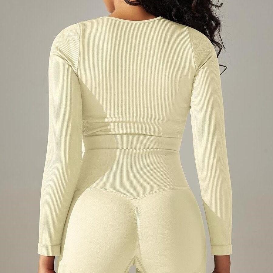 Crop Top Sport Col Rond Manches Longues  | Yogaova