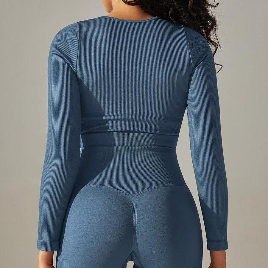 Crop Top Sport Col Rond Manches Longues  | Yogaova