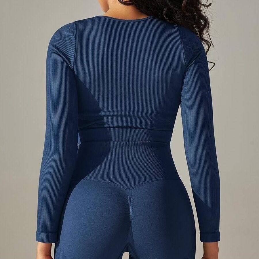 Crop Top Sport Col Rond Manches Longues  | Yogaova