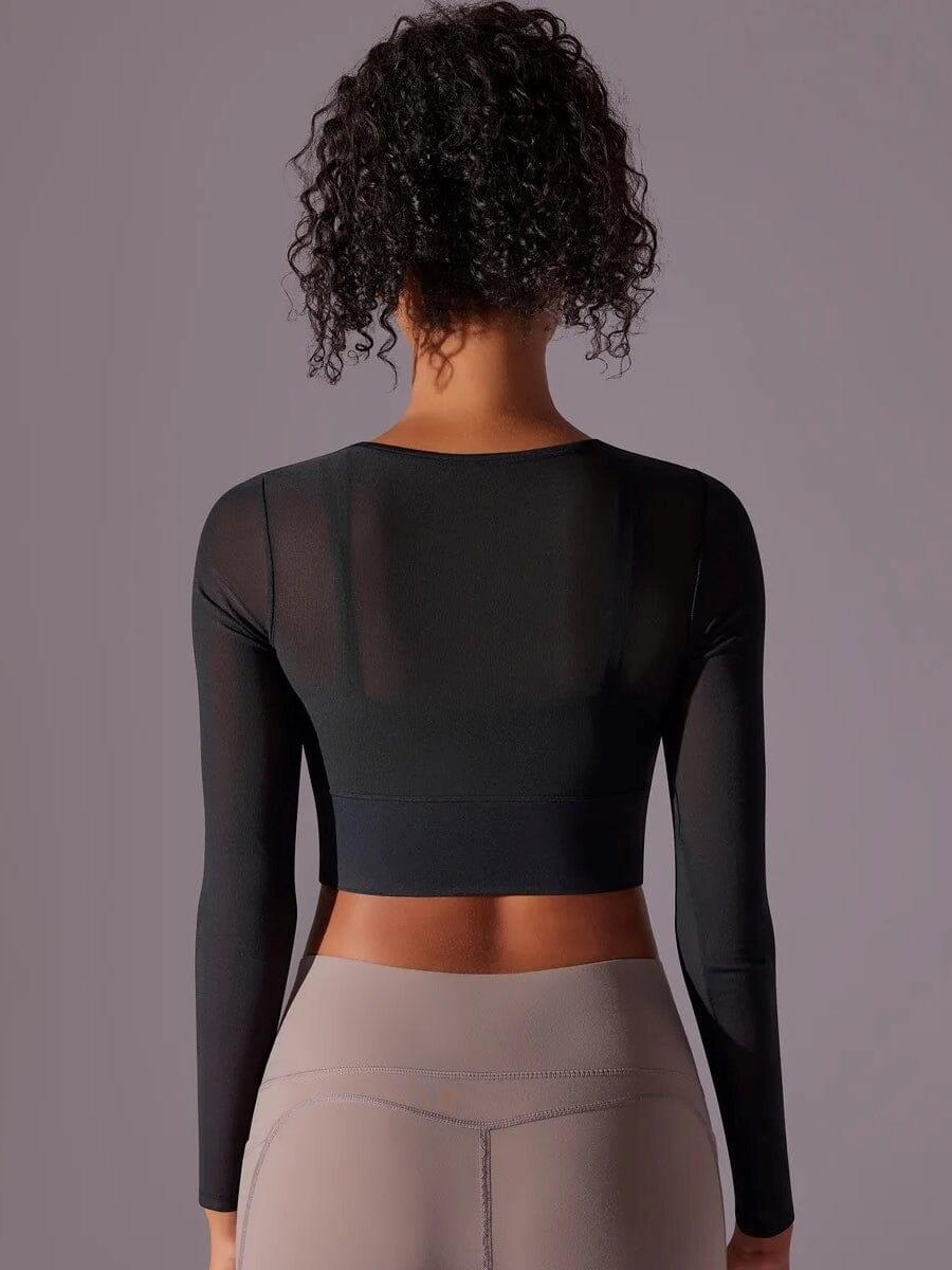 Crop Top Sport Maille Manches Longues | Yogaova