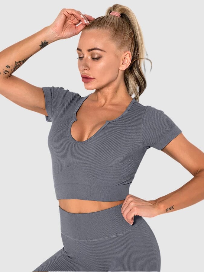 Crop Top Sport Manches Courtes | Yogaova