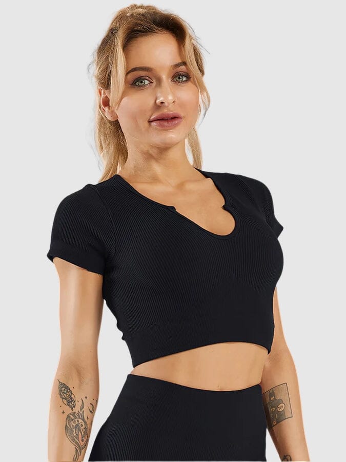 Crop Top Sport Manches Courtes | Yogaova