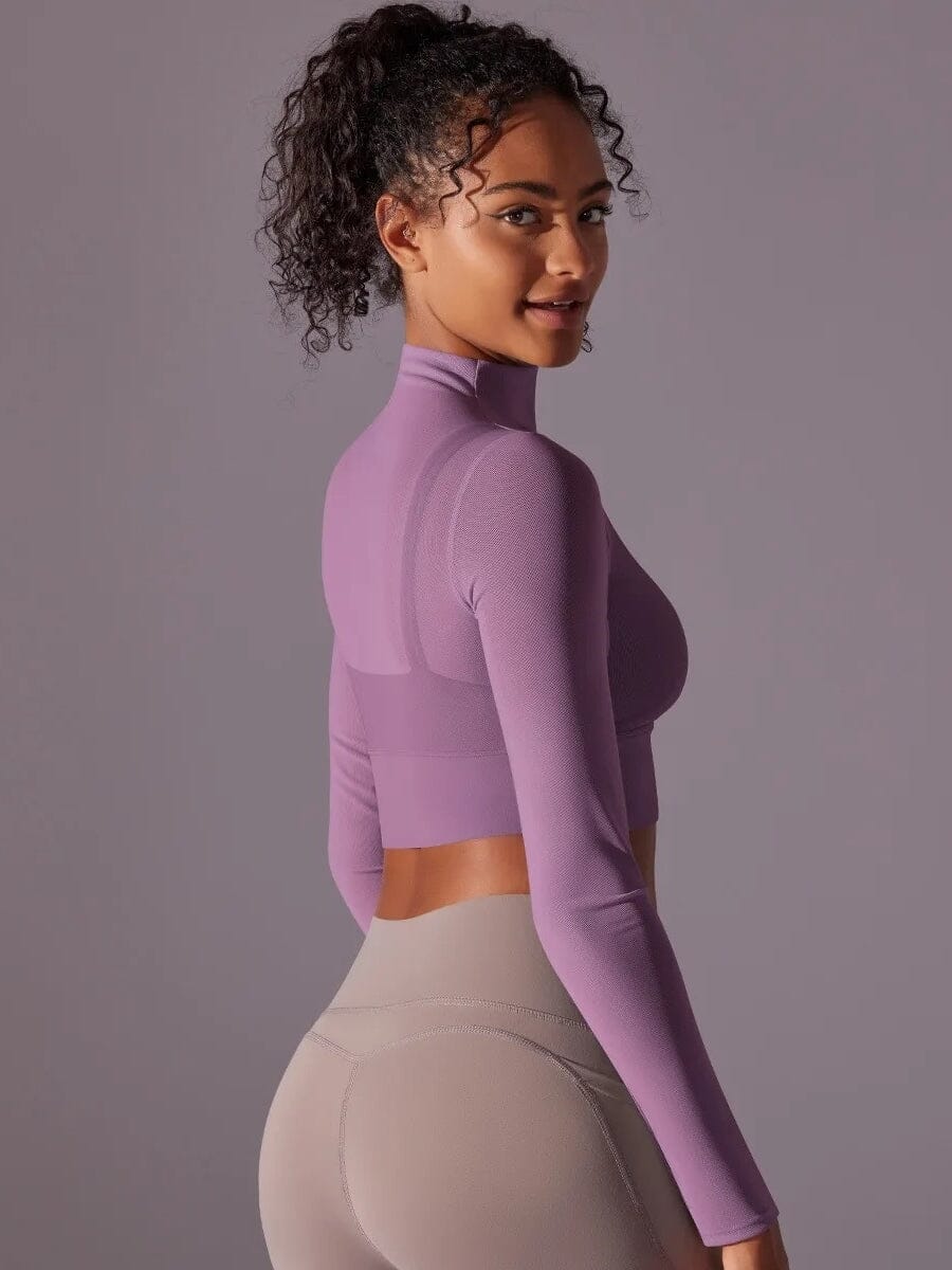 Crop Top Sport Respirant Maille Manches Longues | Yogaova