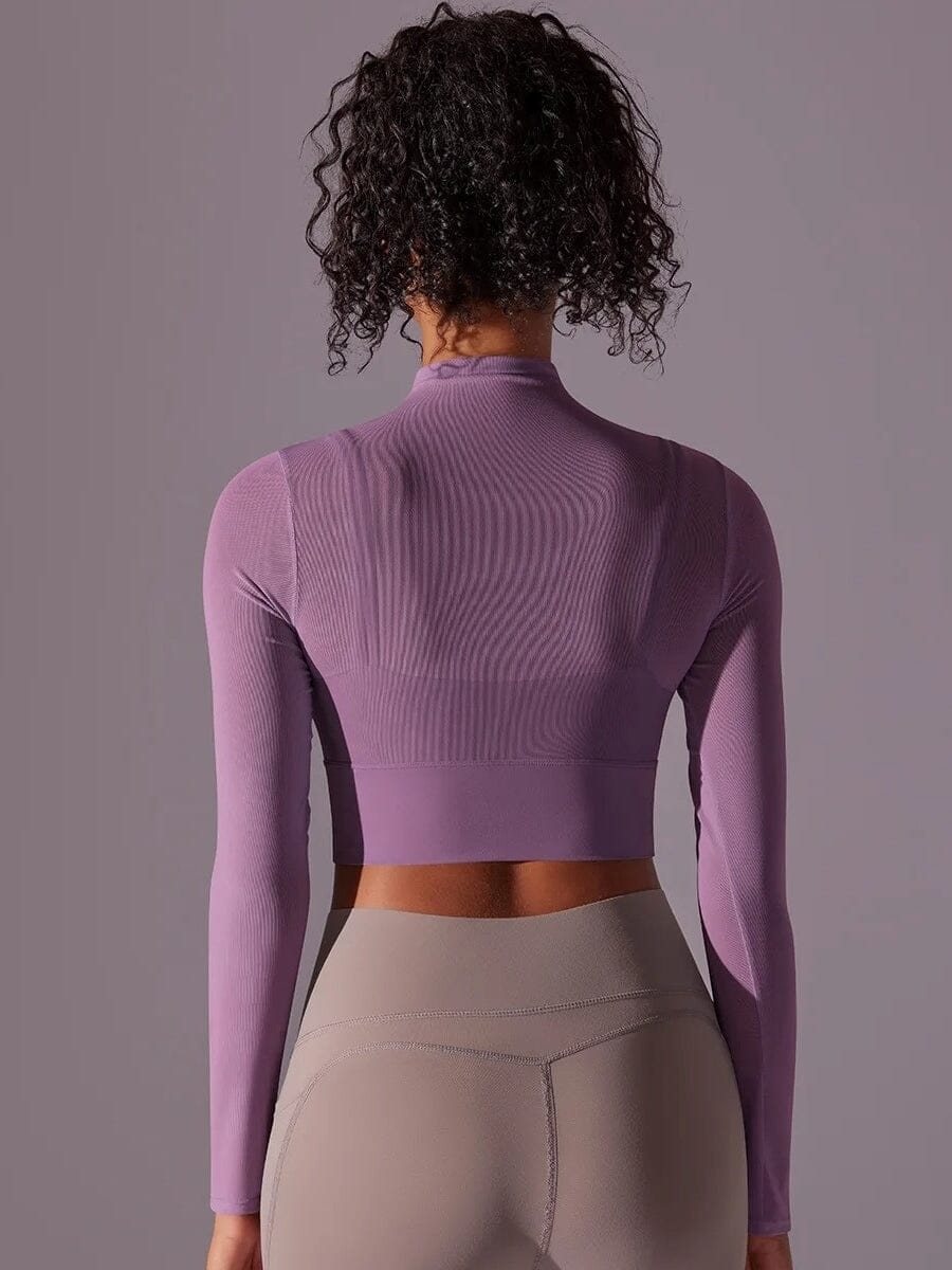 Crop Top Sport Respirant Maille Manches Longues | Yogaova