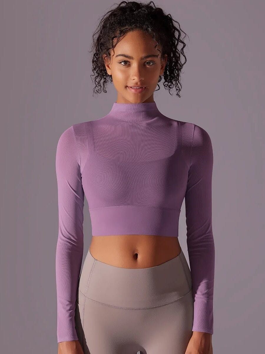 Crop Top Sport Respirant Maille Manches Longues | Yogaova