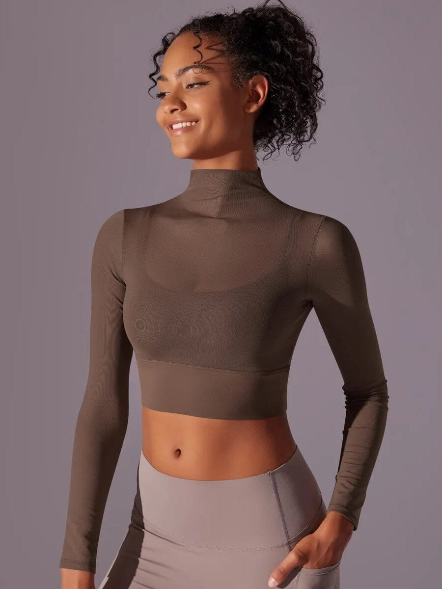 Crop Top Sport Respirant Maille Manches Longues | Yogaova