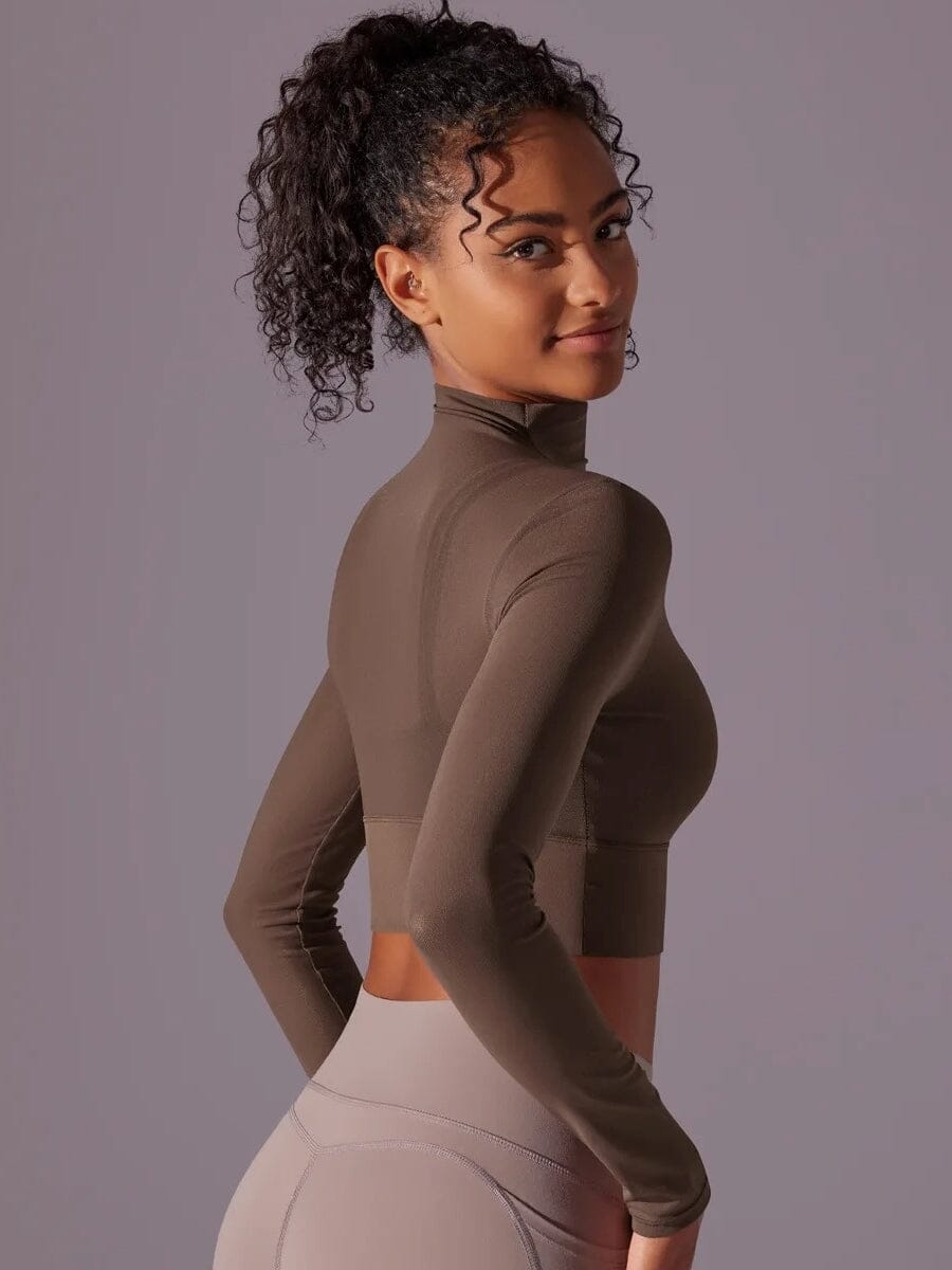 Crop Top Sport Respirant Maille Manches Longues | Yogaova