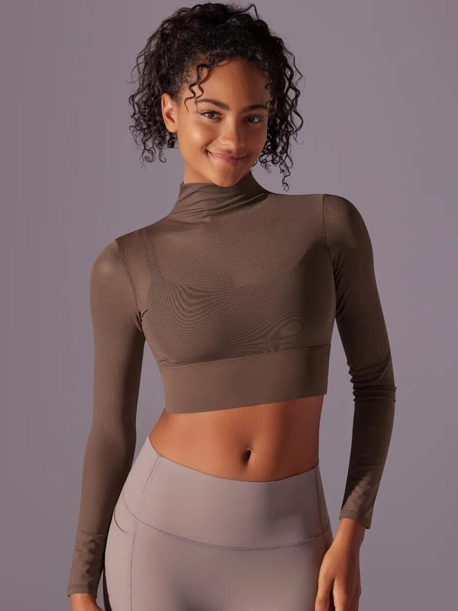 Crop Top Sport Respirant Maille Manches Longues | Yogaova
