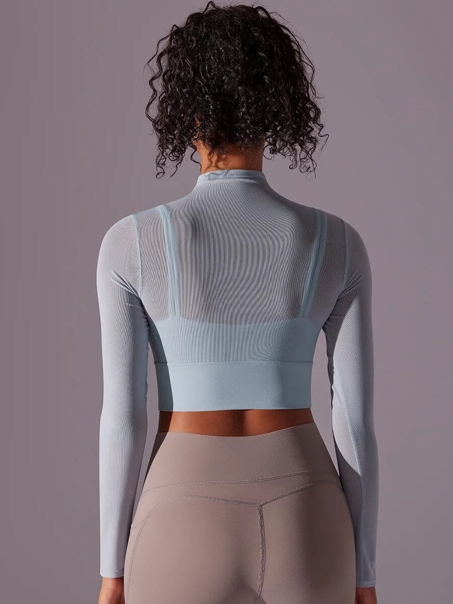 Crop Top Sport Respirant Maille Manches Longues | Yogaova