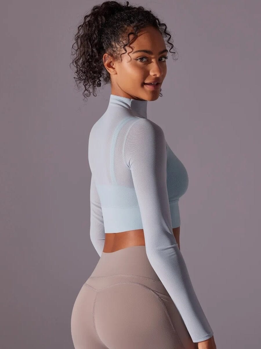 Crop Top Sport Respirant Maille Manches Longues | Yogaova