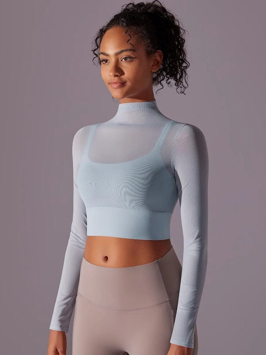 Crop Top Sport Respirant Maille Manches Longues | Yogaova