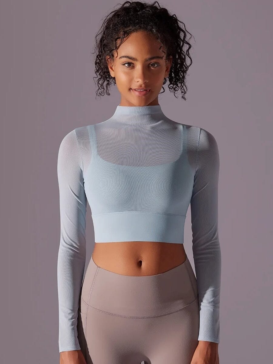 Crop Top Sport Respirant Maille Manches Longues | Yogaova
