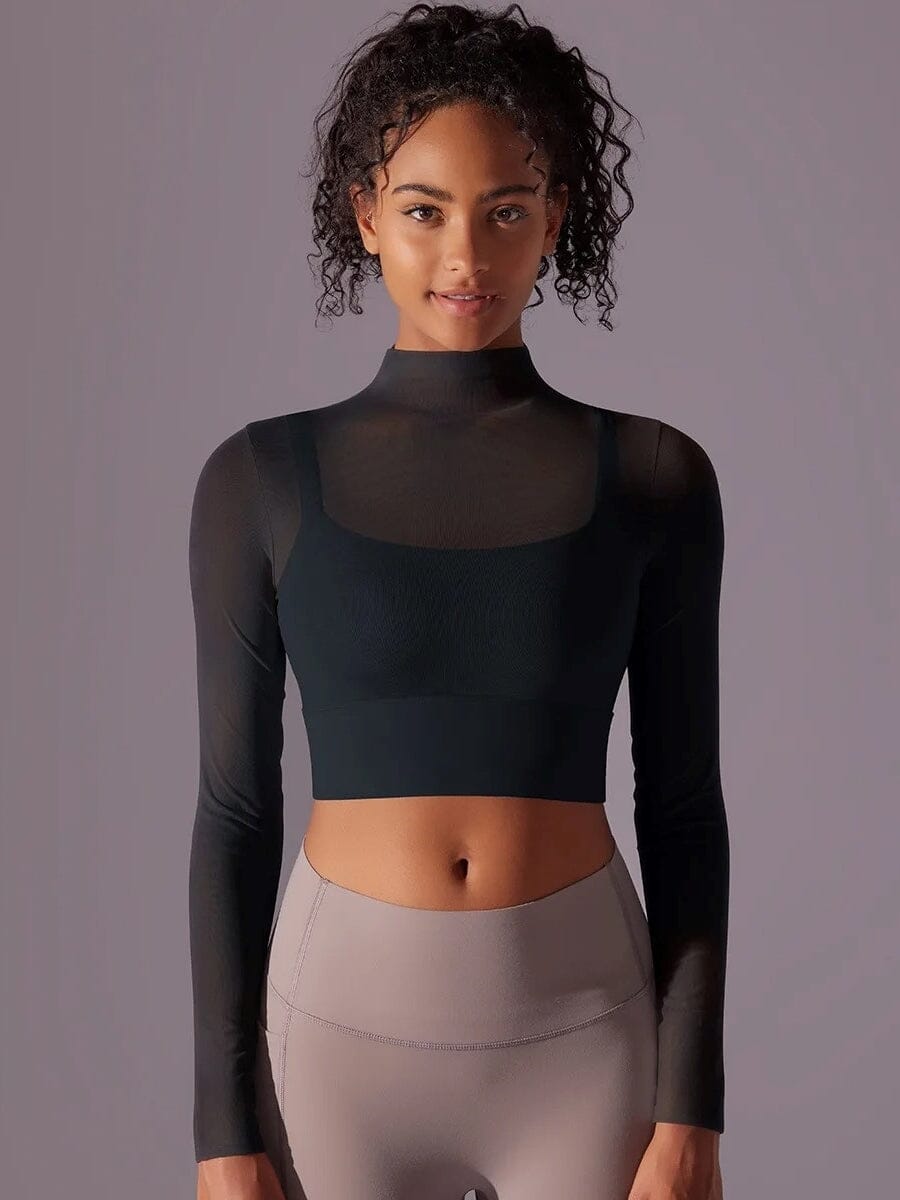 Crop Top Sport Respirant Maille Manches Longues | Yogaova