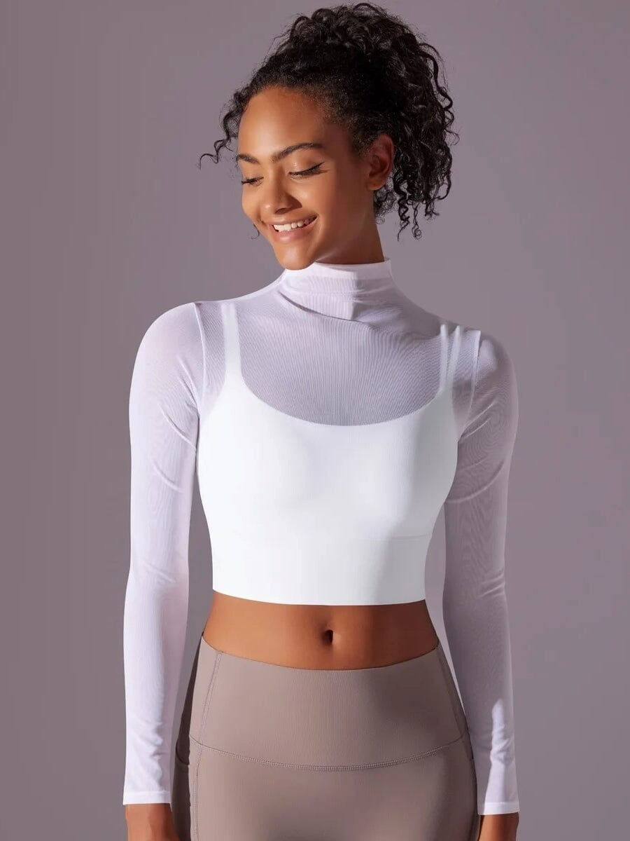 Crop Top Sport Respirant Maille Manches Longues | Yogaova