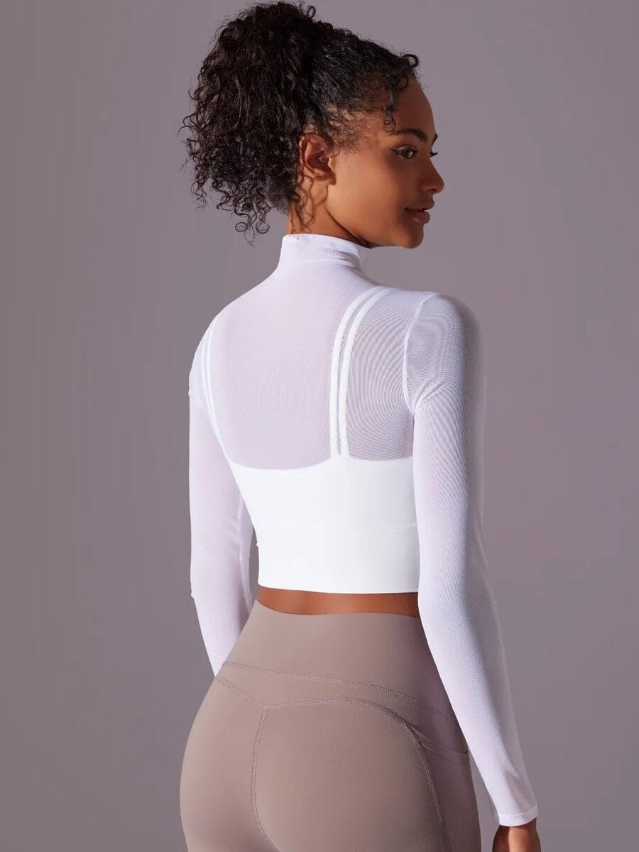 Crop Top Sport Respirant Maille Manches Longues | Yogaova