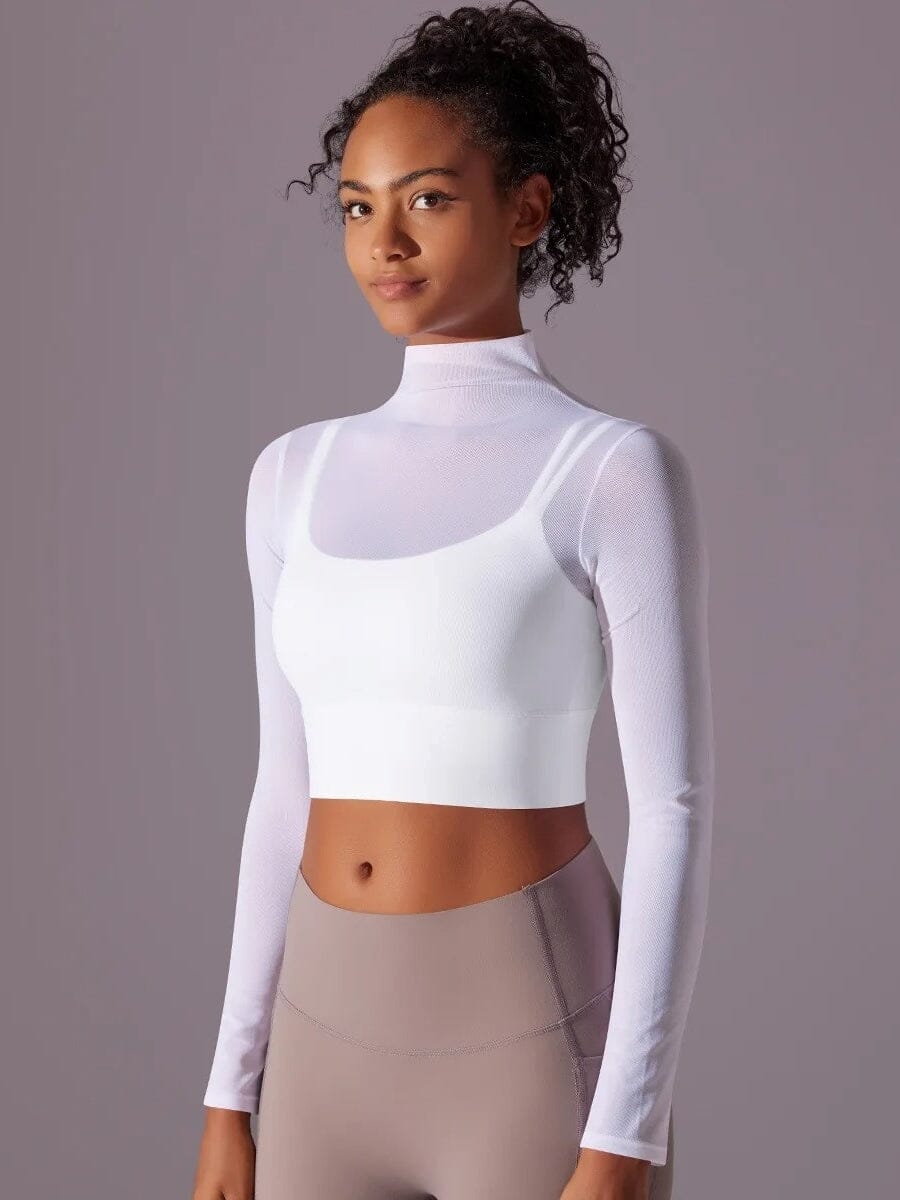 Crop Top Sport Respirant Maille Manches Longues | Yogaova