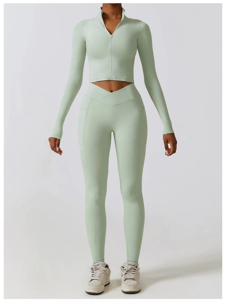 Crop Top Sport Zippé Manches Longues | Yogaova