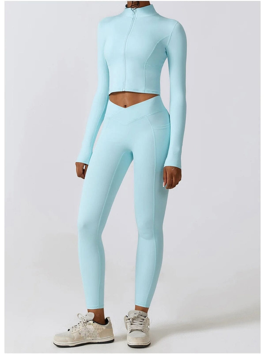 Crop Top Sport Zippé Manches Longues | Yogaova