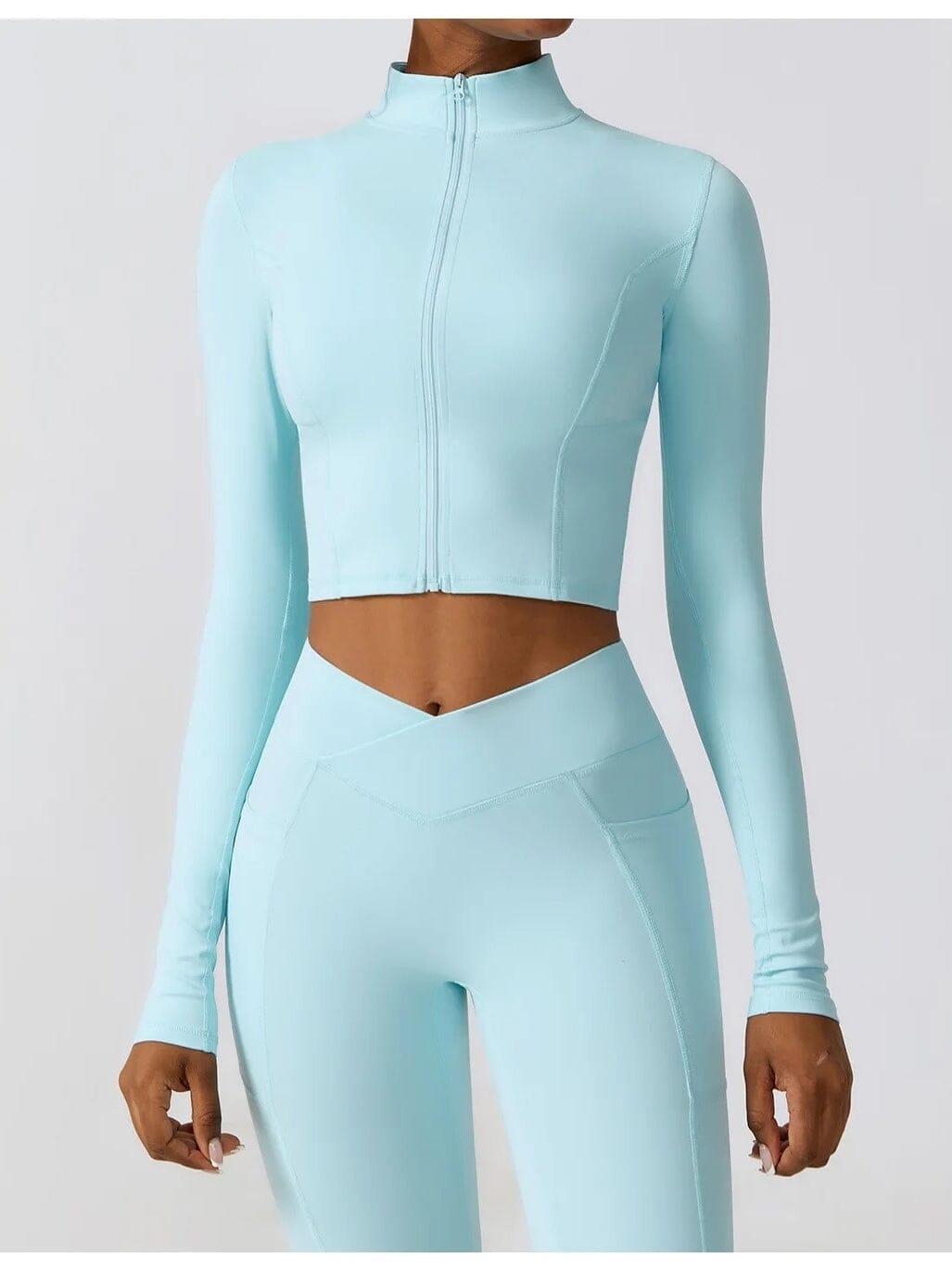 Crop Top Sport Zippé Manches Longues | Yogaova