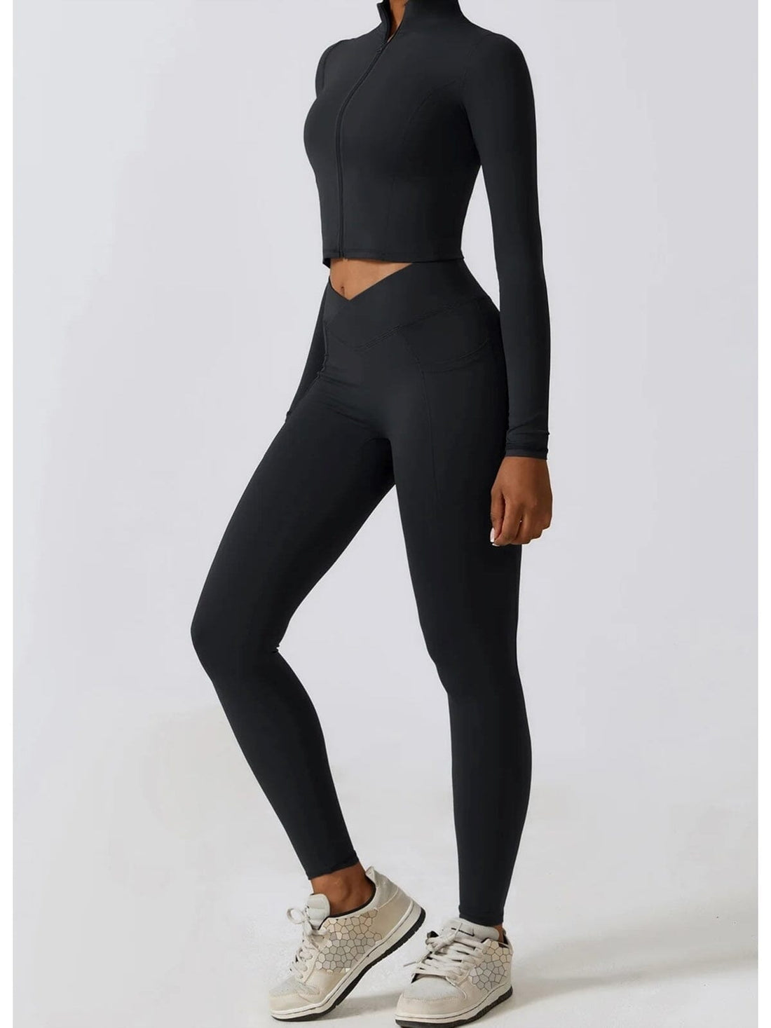 Crop Top Sport Zippé Manches Longues | Yogaova