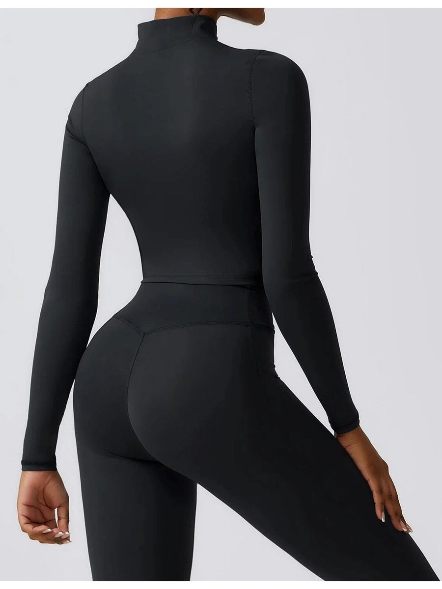 Crop Top Sport Zippé Manches Longues | Yogaova