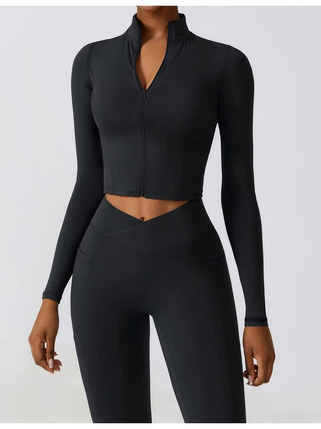 Crop Top Sport Zippé Manches Longues | Yogaova