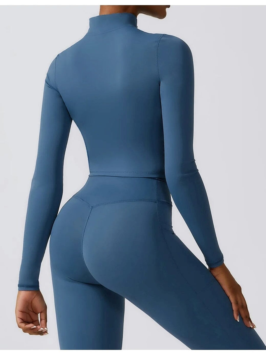 Crop Top Sport Zippé Manches Longues | Yogaova