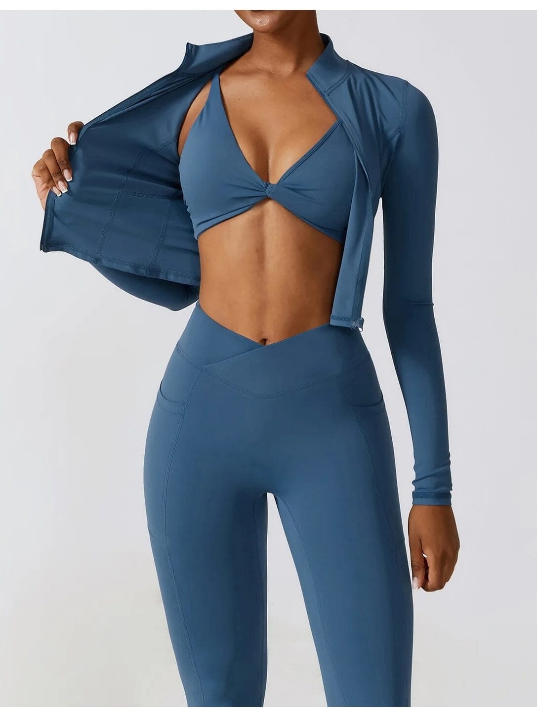 Crop Top Sport Zippé Manches Longues | Yogaova