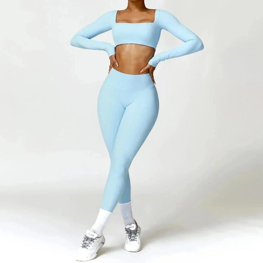 Ensemble 2 Pièces Combinaison de Yoga : Crop Top et Pantalon