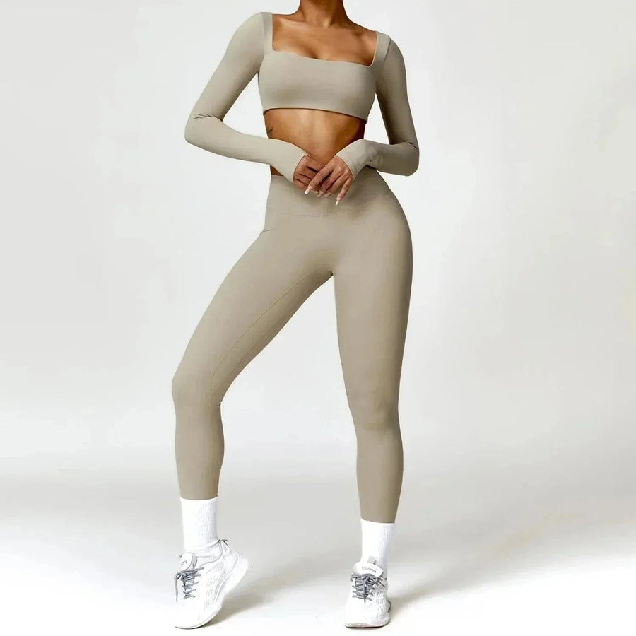 Ensemble 2 Pièces Combinaison de Yoga : Crop Top et Pantalon
