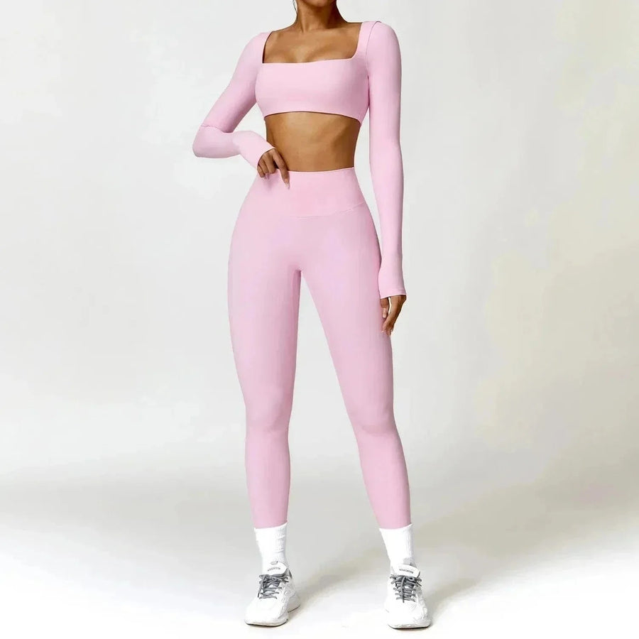 Ensemble 2 Pièces Combinaison de Yoga : Crop Top et Pantalon