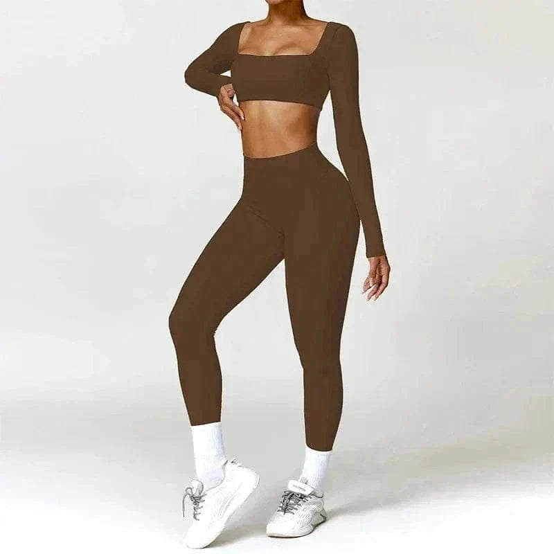 Ensemble 2 Pièces Combinaison de Yoga : Crop Top et Pantalon