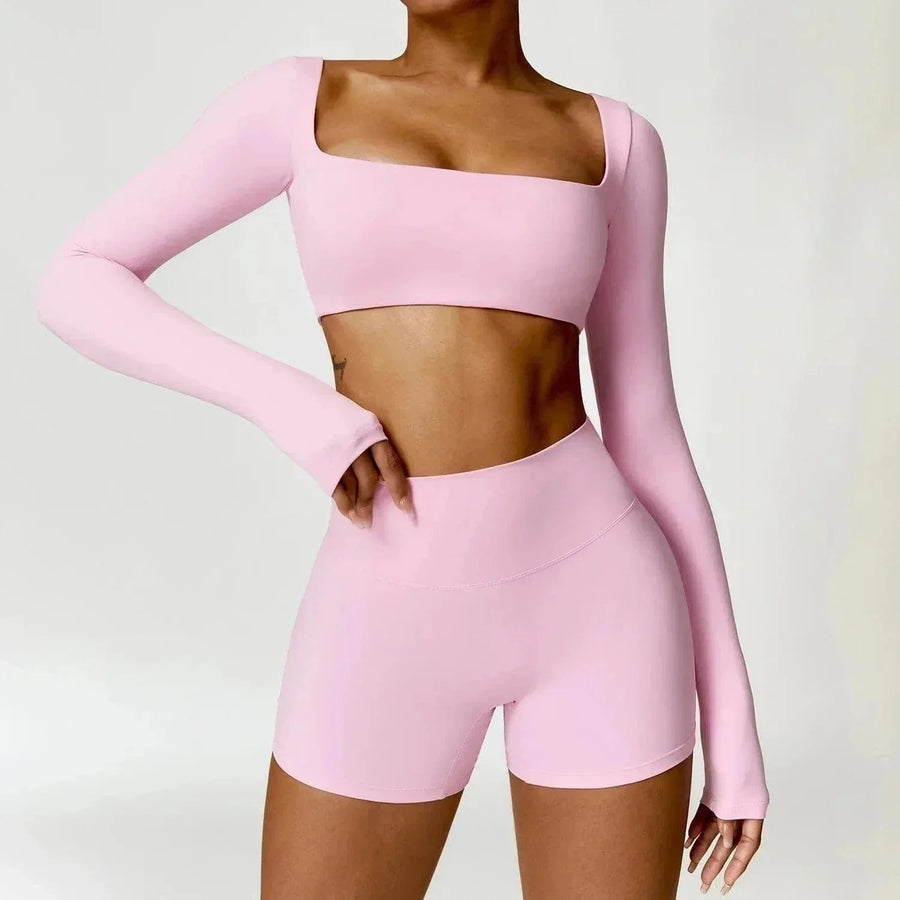 Ensemble 2 Pièces Combinaison de Yoga : Crop Top et Short