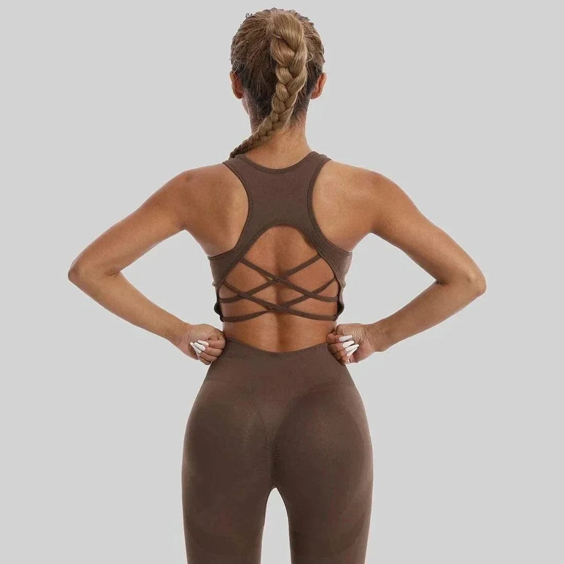 Ensemble 2 Pièces Combinaison de Yoga Dos Croisé
