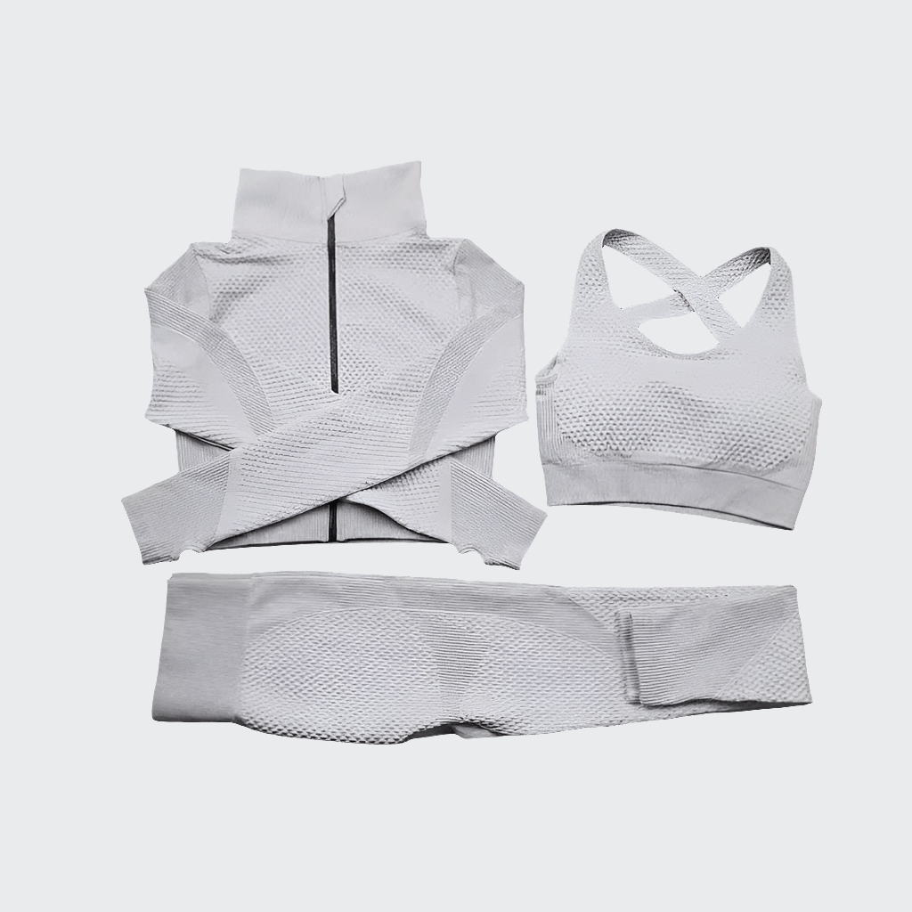 Ensemble 3 Pièces Combinaison de Yoga Sans Coutures