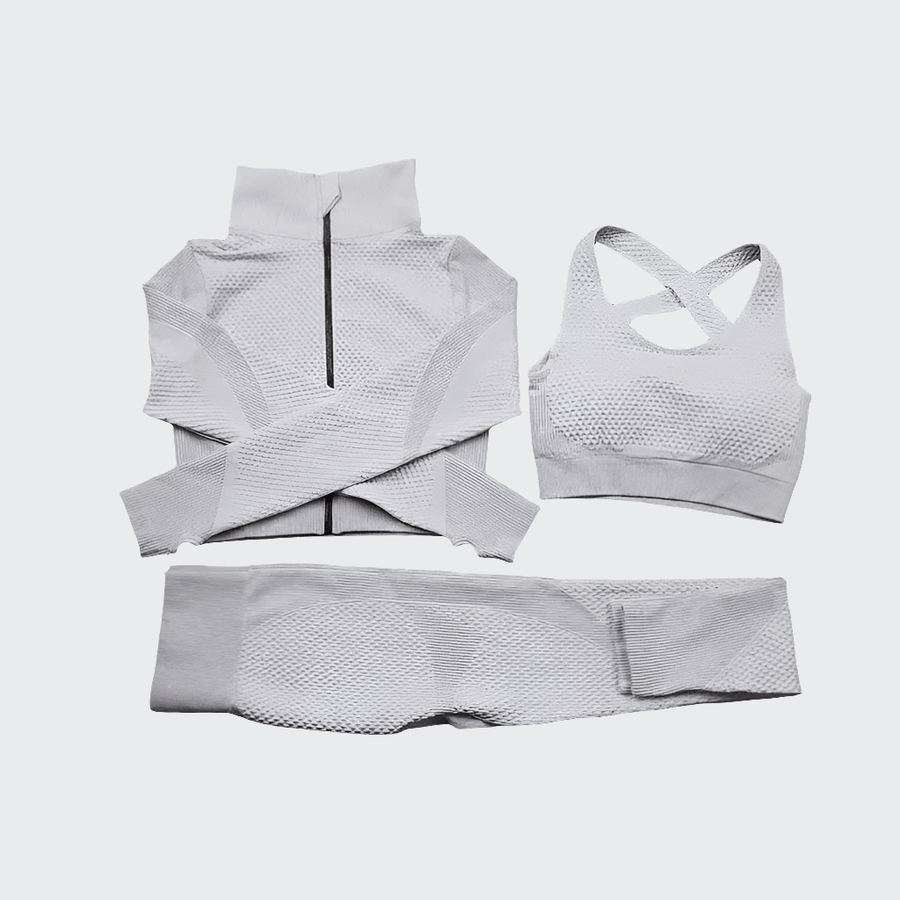 Ensemble 3 Pièces Combinaison de Yoga Sans Coutures