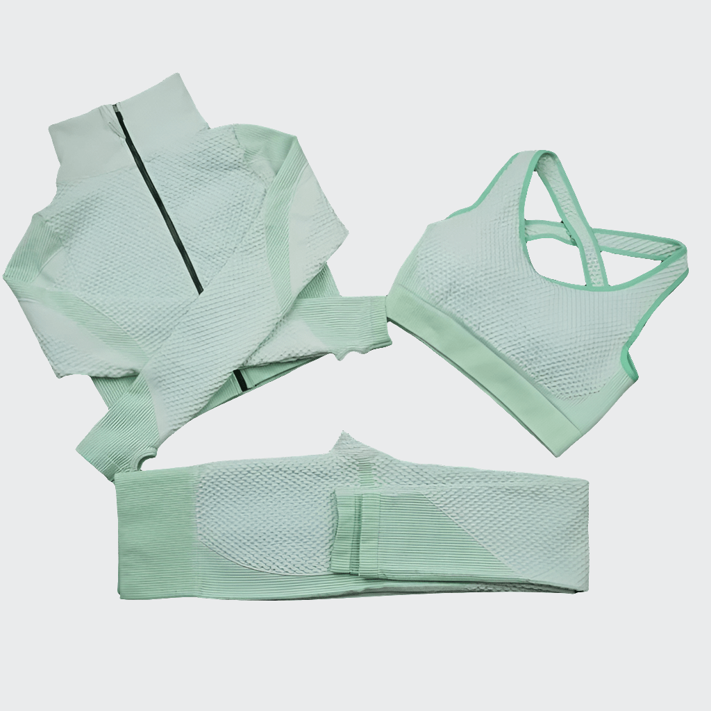 Ensemble 3 Pièces Combinaison de Yoga Sans Coutures