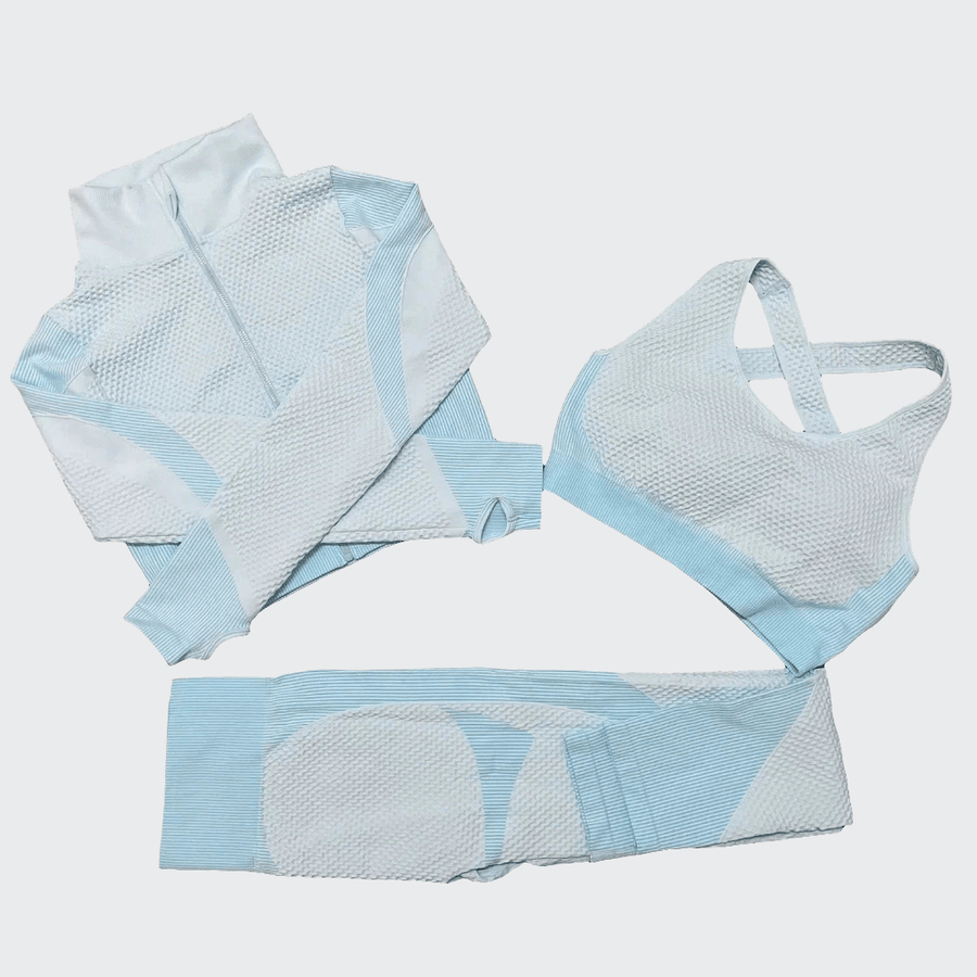 Ensemble 3 Pièces Combinaison de Yoga Sans Coutures