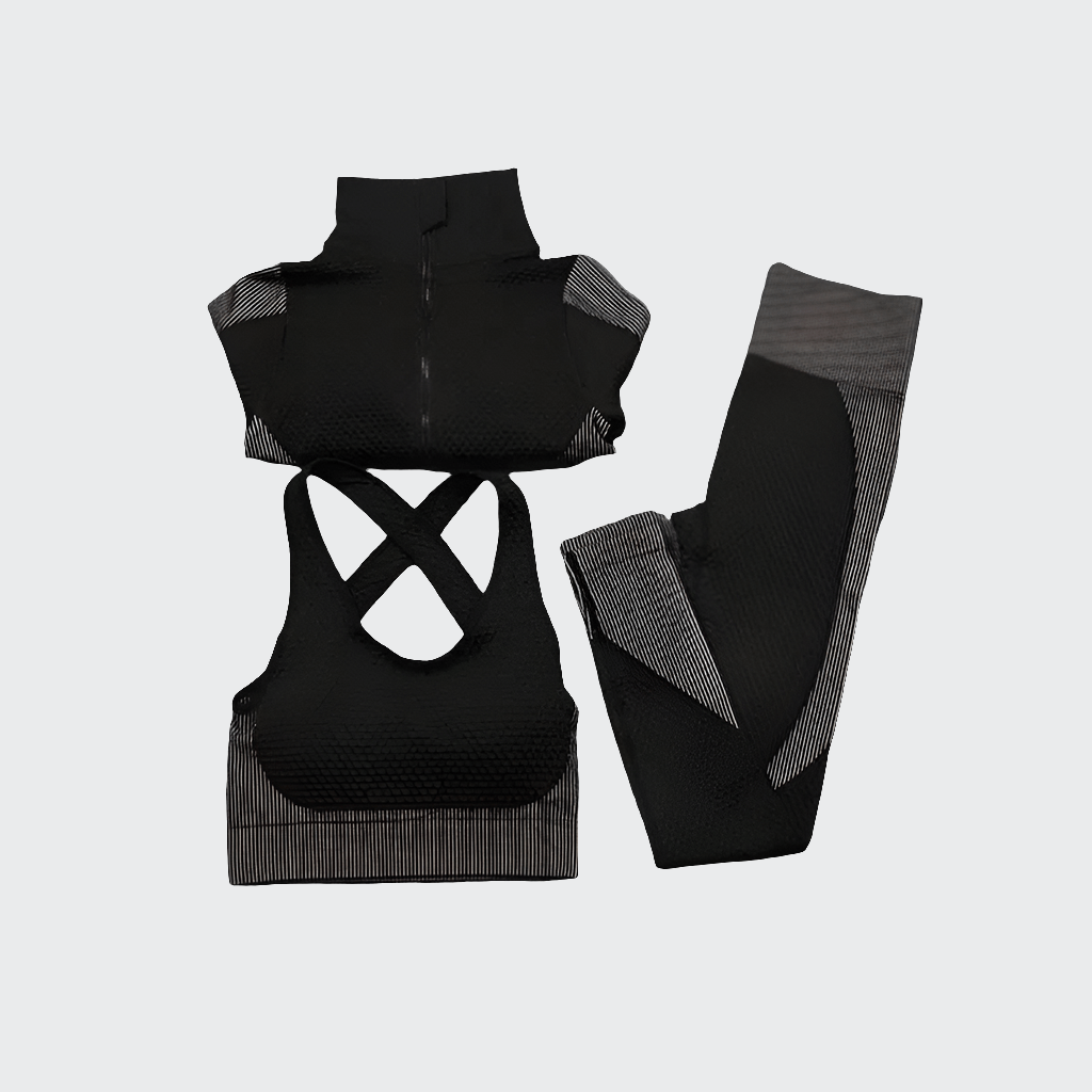Ensemble 3 Pièces Combinaison de Yoga Sans Coutures