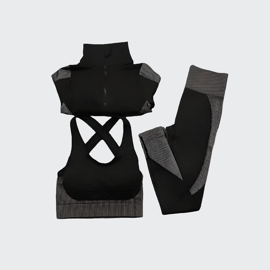Ensemble 3 Pièces Combinaison de Yoga Sans Coutures